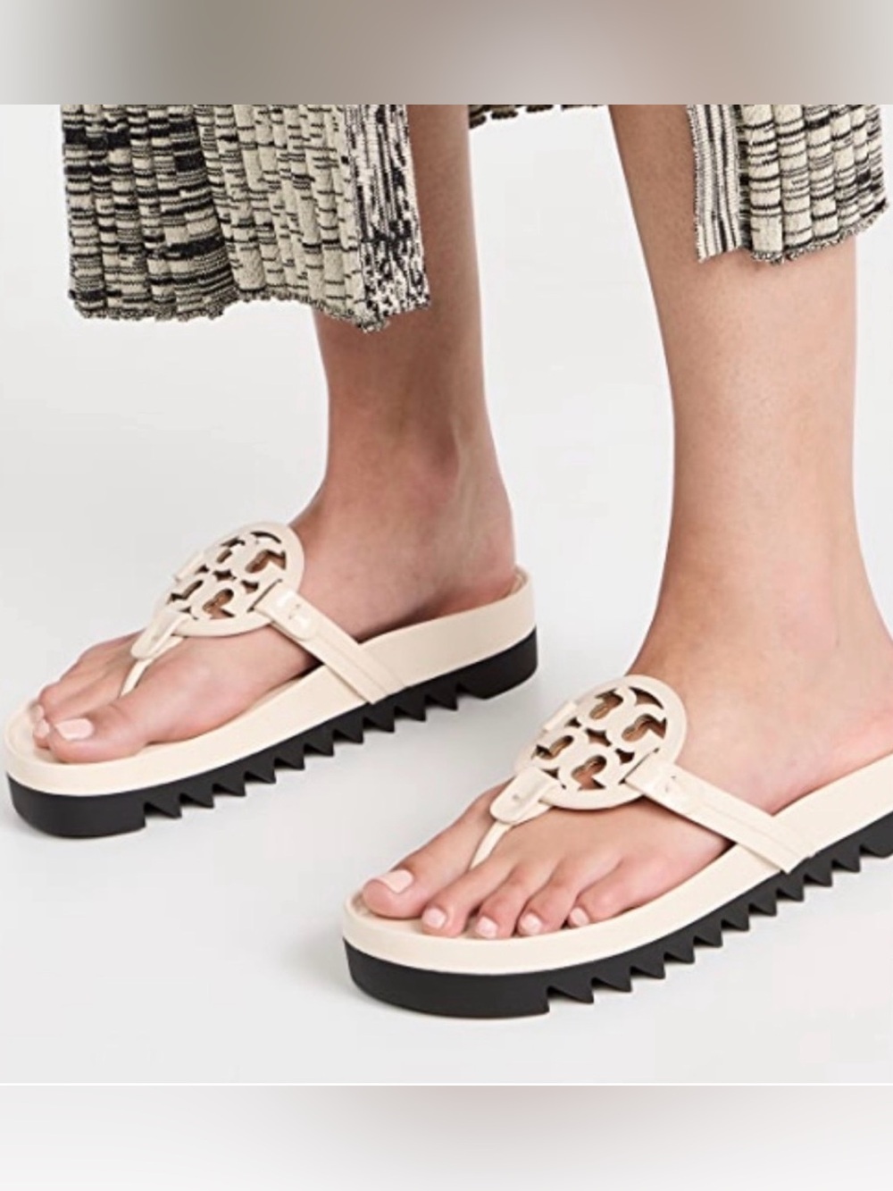 Tory Burch Miller Cloud Lug Sandal In Cream. Size 11